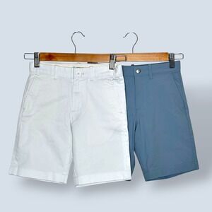Crewcuts Kids Shorts White Blue Chino Performance Stretch Size 7 Set Of 2